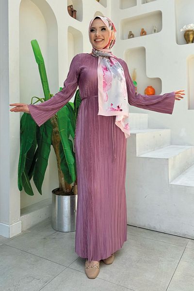 Bym Fashion 3897 Μοντέλο φόρεμα με σατινέ αποξηραμένο τριαντάφυλλο