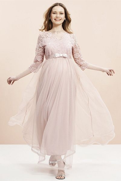 Even Fashion Hamile Giyim فستان سهرة طويل من الدانتيل من التول للحوامل