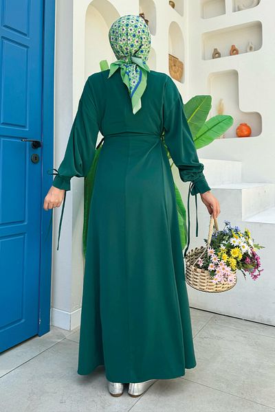 Bym Fashion Σμαραγδένιο Φόρεμα - Με Λεπτομέρεια Γραβάτας, Μοντέλο 6015