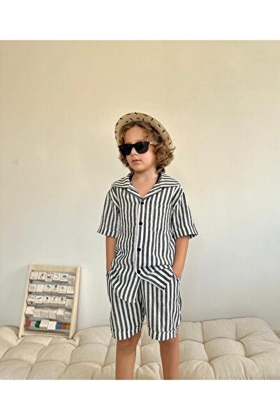 TİJK Linen Striped Shirt and Trousers Set
