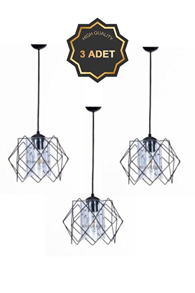 Trend Kitchen 3 Adet Silvano Koza Prizma Sarkıt Salon, Mutfak, Çocuk Odası, Koridor Avize