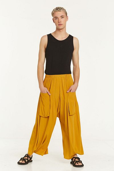 Clandestino Yellow Flowing Shalwar - Pocket Detailed