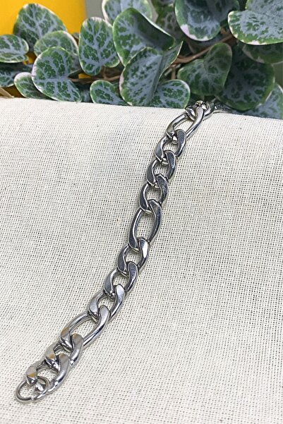 Valen Silver Erkek Figaro Çelik Bileklik 10 Mm Kalın Model
