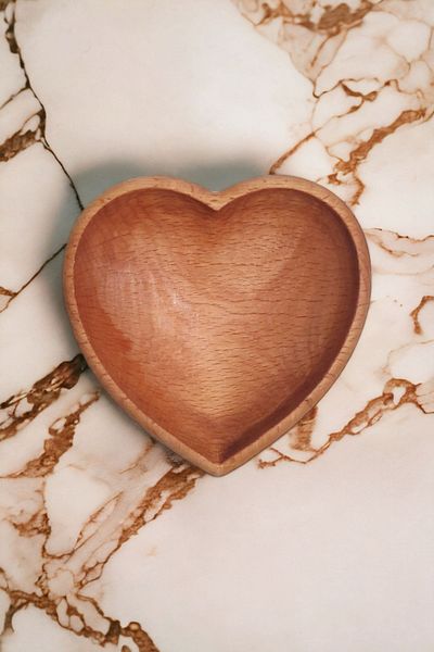 wood and craft Solid Wood Heart Snack Bowl And Sugar Bowl