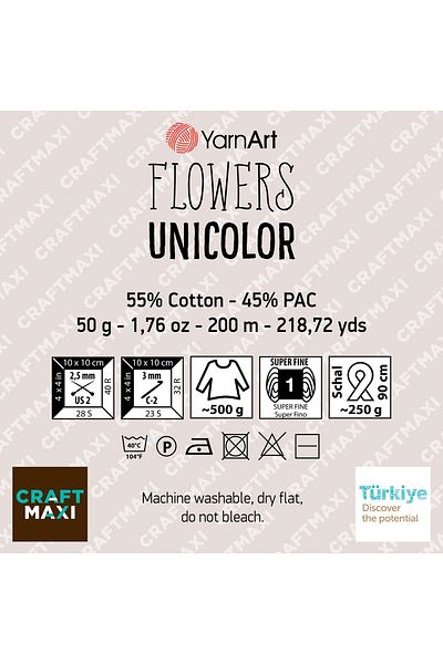 Yarnart Λουλούδια Unicolor - Πλεκτό Χέρι Νήμα Baby Blue-755