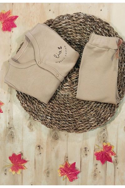 Flexi Organic Cotton Baby Set - Natural Snap Booties, Upper and Lower Set
