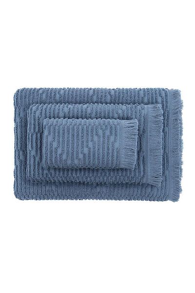 Green Black de Ecocotton Set de prosoape de baie 100% bumbac Jacquard Anisa Blue, 3 piese