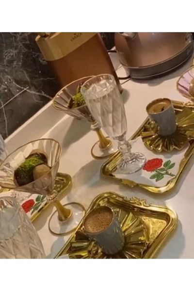 HİFA منديل كوكتيل منقوش بالورد (قطعة واحدة)