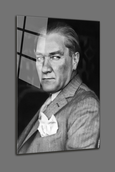 BV DEKOR ΠΟΡΤΡΕΤΟ ΑΤΑΤΟΥΡΚ ΑΣΠΡΟΜΑΥΡΟ ΓΥΑΛΙΝΟ ΠΙΝΑΚΑΣ-ΔΙΑΚΟΣΜΗΤΙΚΗ ΖΩΓΡΑΦΙΚΗ ...