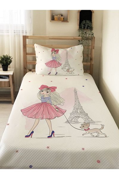 Evmila Princess Girl Patterned, Printed Single and Children's Pique Set
