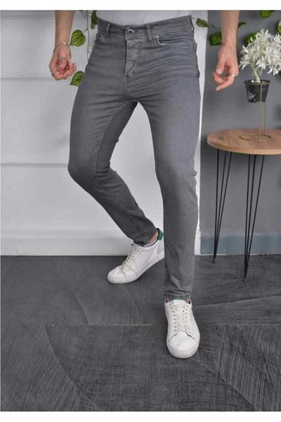 KING SEZAR Γκρι Lycra Slim Fit Ανδρικό Jean-An's Jean