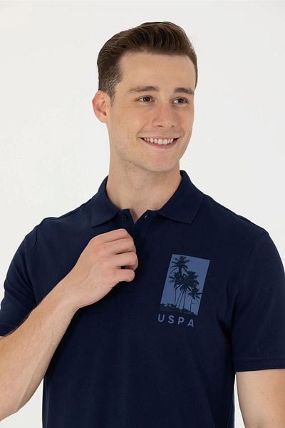 U.S. Polo Assn. Ανδρικό μπλουζάκι πόλο με λαιμόκοψη Navy Blue
