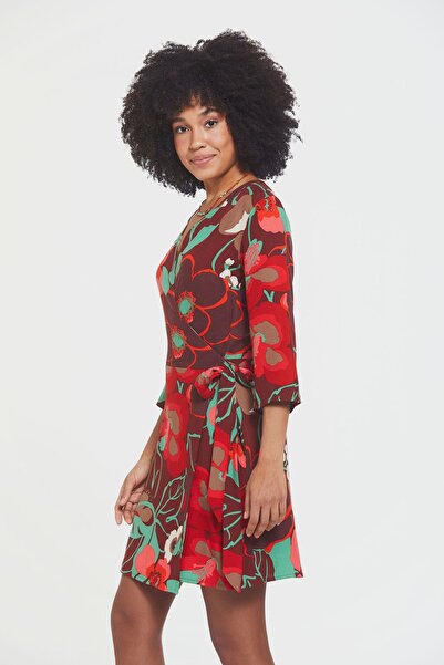 Clandestino Red Mini Double Breasted Bohemian Dress