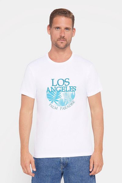 Tudors Λευκό T-Shirt με λαιμόκοψη - 100% βαμβάκι, απαλή υφή, στάμπα και λεπτή εφαρμογή