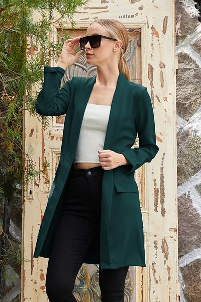 İKLİM LİFE ZIMRUTE Long Cardigan - Ornamental Pocket