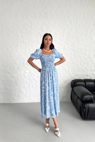 Neşeli Butik Rochie de vară din viscoză cu model guler Madonna - NBG022