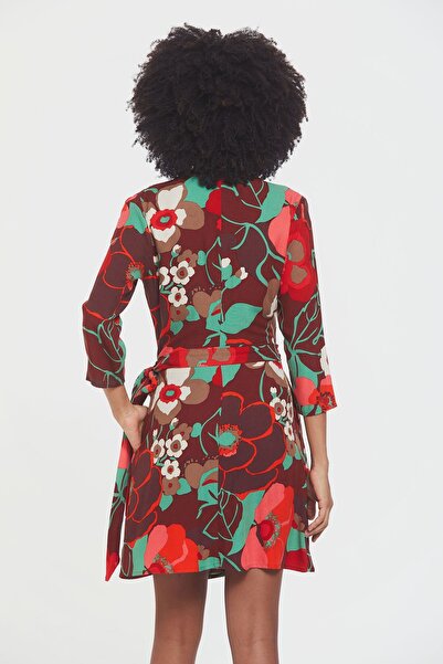 Clandestino Red Mini Double Breasted Bohemian Dress