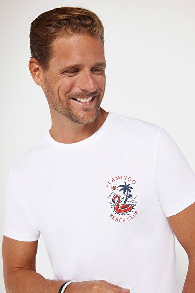 Tudors White Crew Neck T-Shirt - 100% Cotton, Soft Texture, Printed Slim Fit