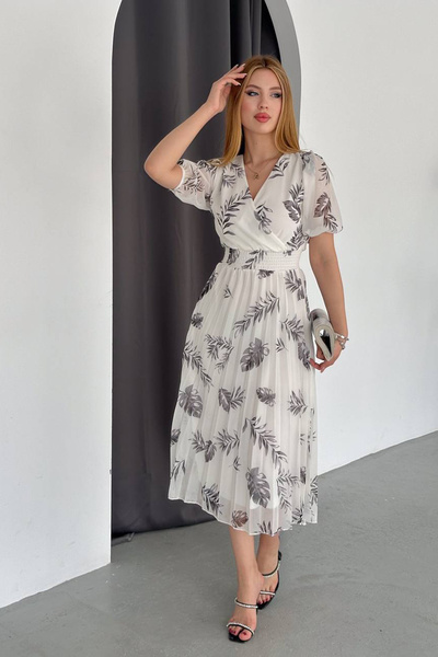 Neşeli Butik kadın yeni sezon piliseli yazlık şifon elbise NBQ005