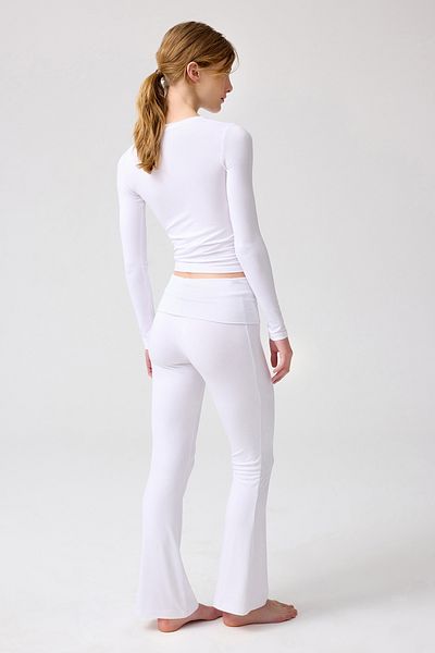 Los Ojos Melodi White Flared Jersey Trousers - Spanish Leg