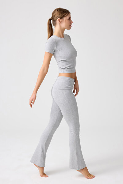 Los Ojos Melodi Grey Melange - Vypasované krátké tričko