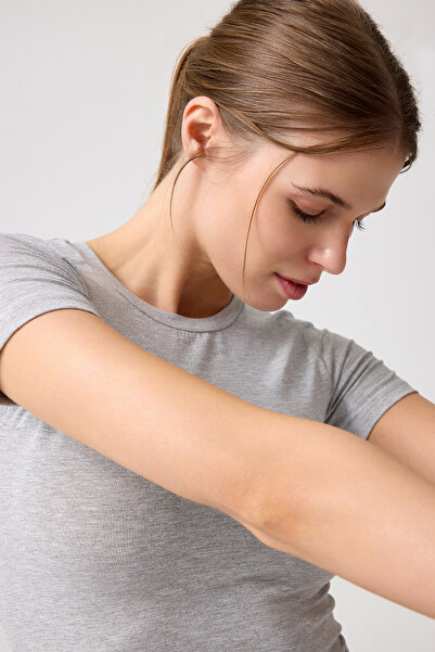 Los Ojos Melodi Grey Melange - Vypasované krátké tričko