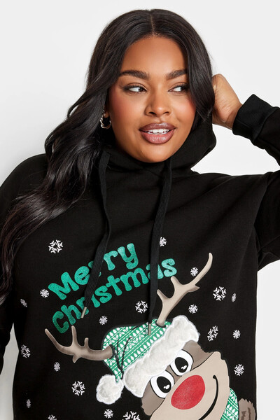 Stil Diva Christmas Themed Printed Hooded Long Sleeve Sweatshirt - Large Size302760