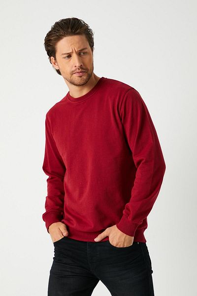 COMEOR Claret Red Men's Sweatshirt - Crew Neck, Regular Fit, 2 Thread, Regular Fit