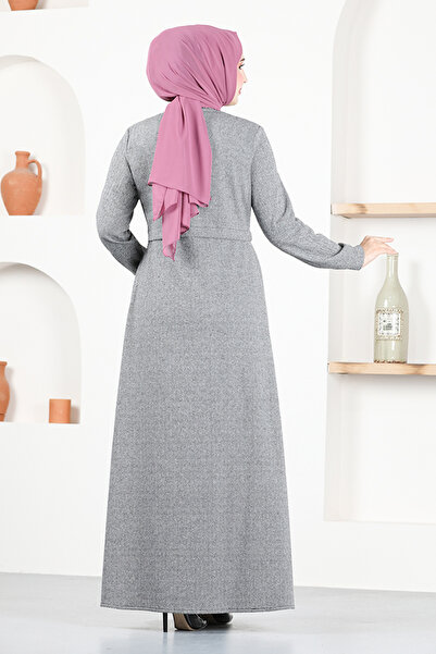 ModaMerve Gray Buttoned Cap - Msl8004 Model