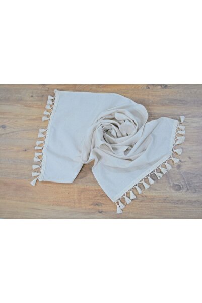 NDC HOME Special Design Organic Raw Linen Cream Pompom Runner Table Cloth 45 X 150