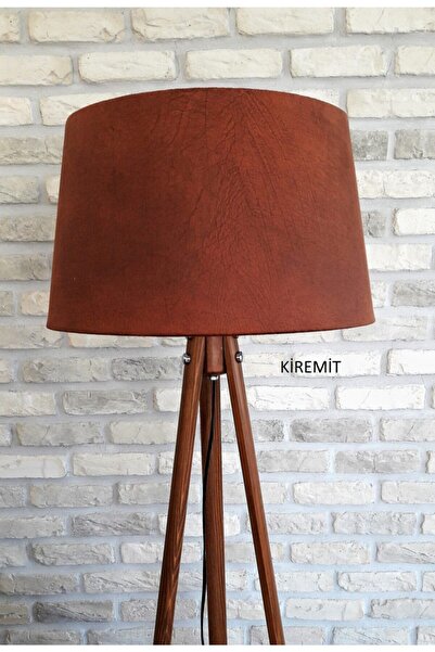 Lambada Antik Serisi 3 Ayaklı Lambader ( Kiremit / Açık Ceviz Masif Ayak)