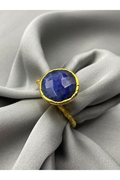 Feyz Tasarım Mavi Safir Taşı Yuvarlak Kesim Yüzük