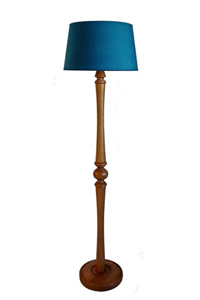 Lambada Beta Serisi Torna Ayaklı Masif Lambader (Mavi / Açık Ceviz)