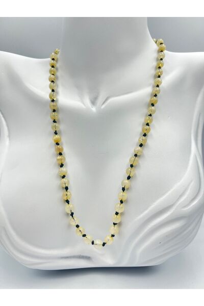 GÜMÜŞTEL EL SANATLARI Sertifikalı Doğal Taş Sitrin Taşı Kolye Aaa Kalite 6mm