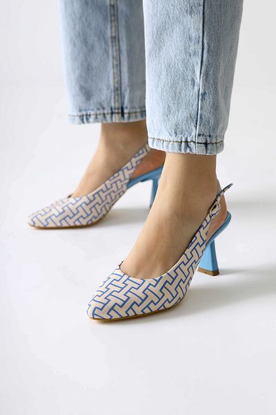 Limoya Pantofi de damă cu toc cu model geometric albastru Ernesa