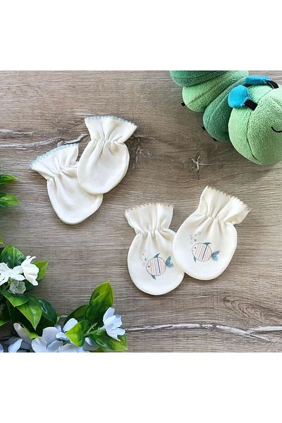 PATSAN Organic Cotton 2-Piece Combed Baby Glove Set Fish