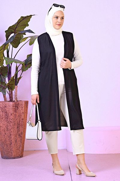 Ferace Women's Hijab Clothing Large Size Summer Mother Vest Black