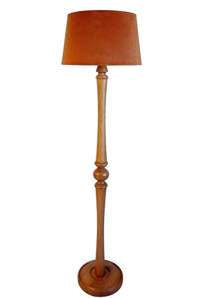 Lambada Beta Serisi Torna Ayaklı Masif Lambader ( Kiremit/ Açık Ceviz)