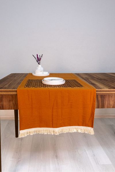 NDC HOME Κανέλα (Πλακάκι) Χρώμα Λινά Φούντα Runner