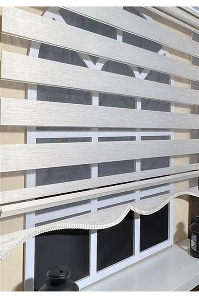 KORUTEKS Zebra Roller - Curtain Cream Skirt, Sectioned Z-Kt400V12