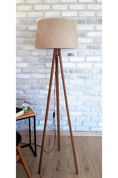 Lambada Antik Serisi 3 Ayaklı Lambader ( Bej / Açık Ceviz Masif Ayak)