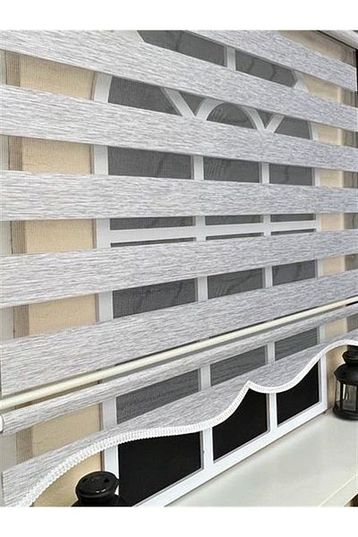 KORUTEKS Zebra Roller Gray Sliced Skirt - Curtain Z-Kt400V04