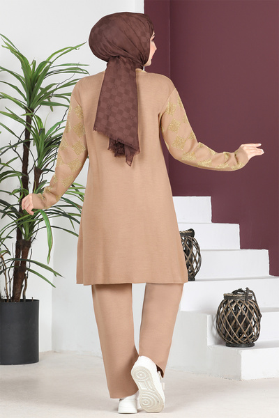 ModaMerve Latte Knitwear Double Combination - Msl1702