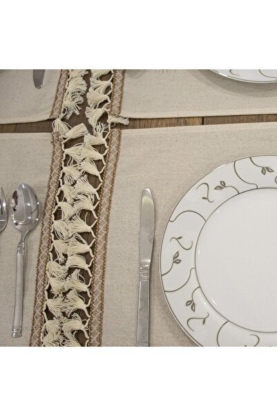 NDC HOME 8-PIECE LINEN BROWN STRIPED AMERICAN SERVICE SET [35X55]