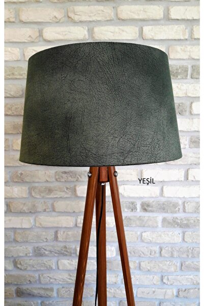 Lambada Antik Serisi 3 Ayaklı Lambader ( Yeşil / Açık Ceviz Masif Ayak)