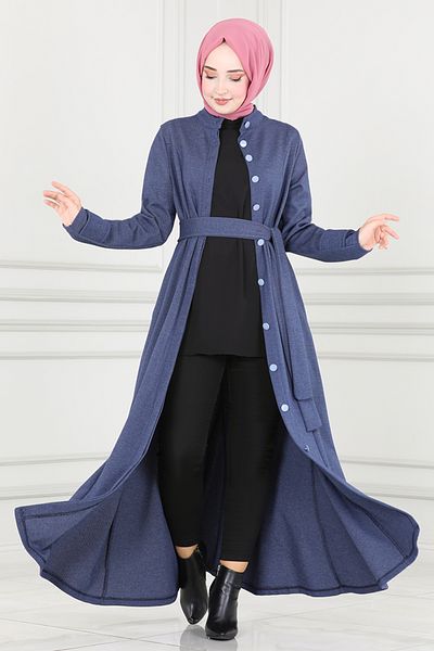 ModaMerve Φόρεμα Navy Blue Belted - MSL193