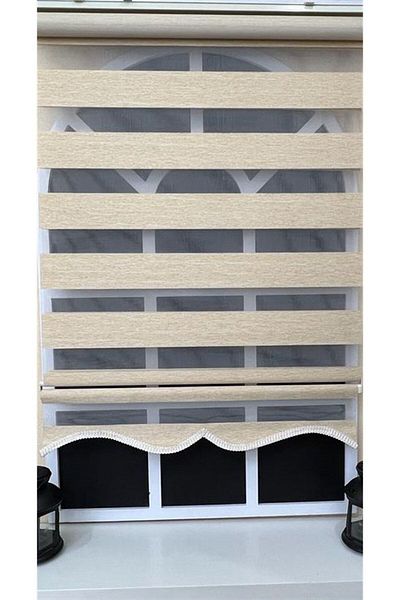 KORUTEKS Zebra Roller Milk Coffee Sliced Curtain Skirt - Z-Kt400V03
