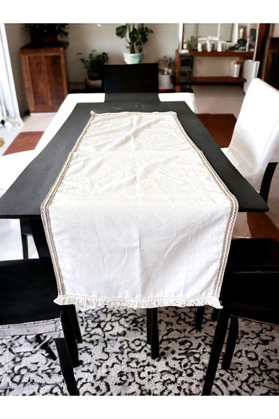 NDC HOME Special Design Jute Tassel Runner Table Cloth [45x150]