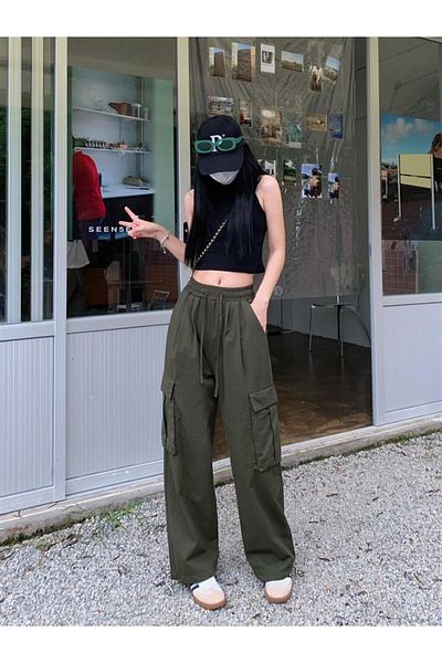 Touz Moda Green Tactical Parachute Fabric Trousers