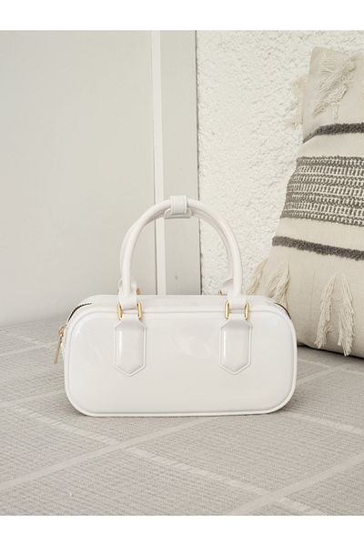 Moom Bag Geantă de damă din silicon alb - mânere duble, curea, geantă de mână și de umăr